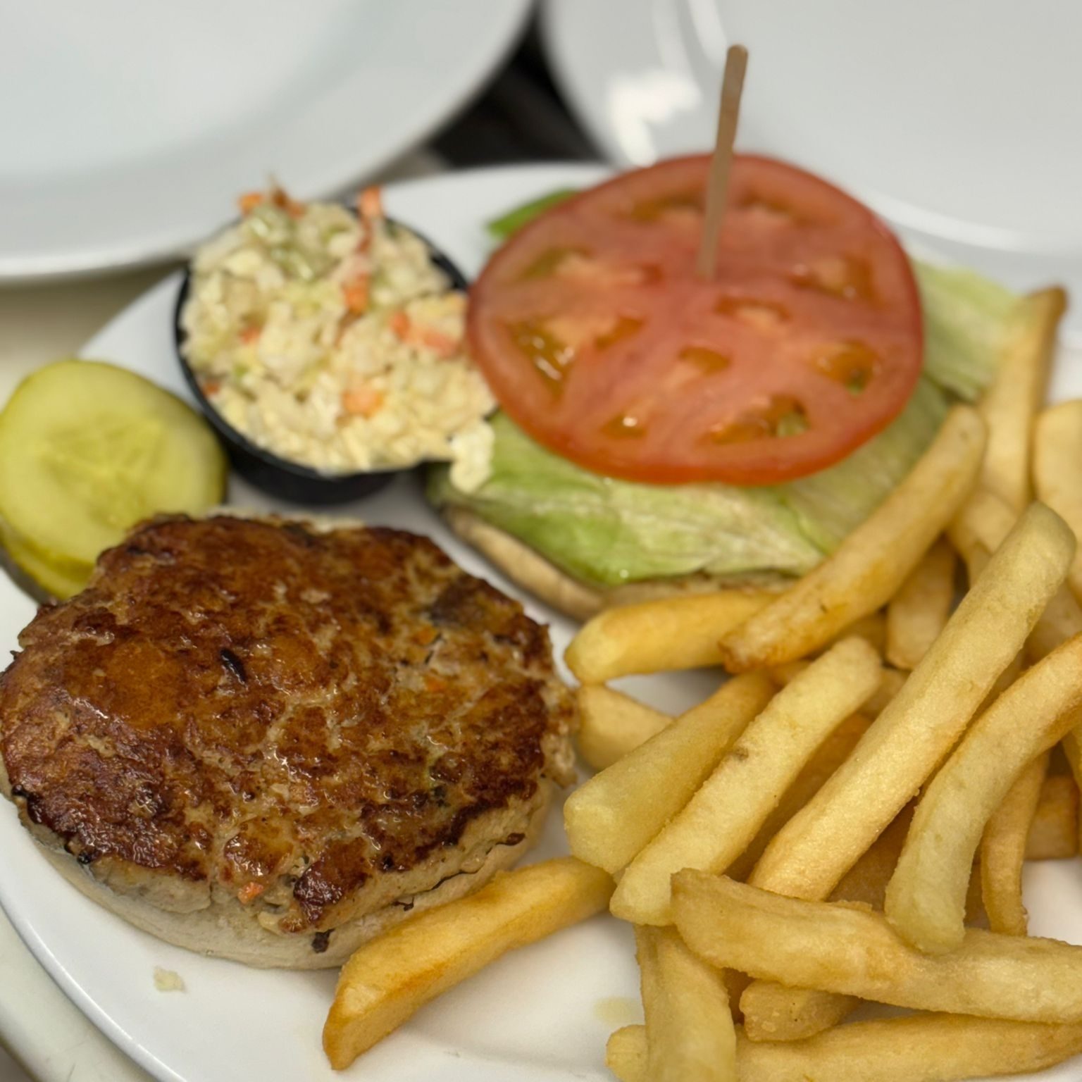 Turkey Burger Deluxe (Homemade) Platter.