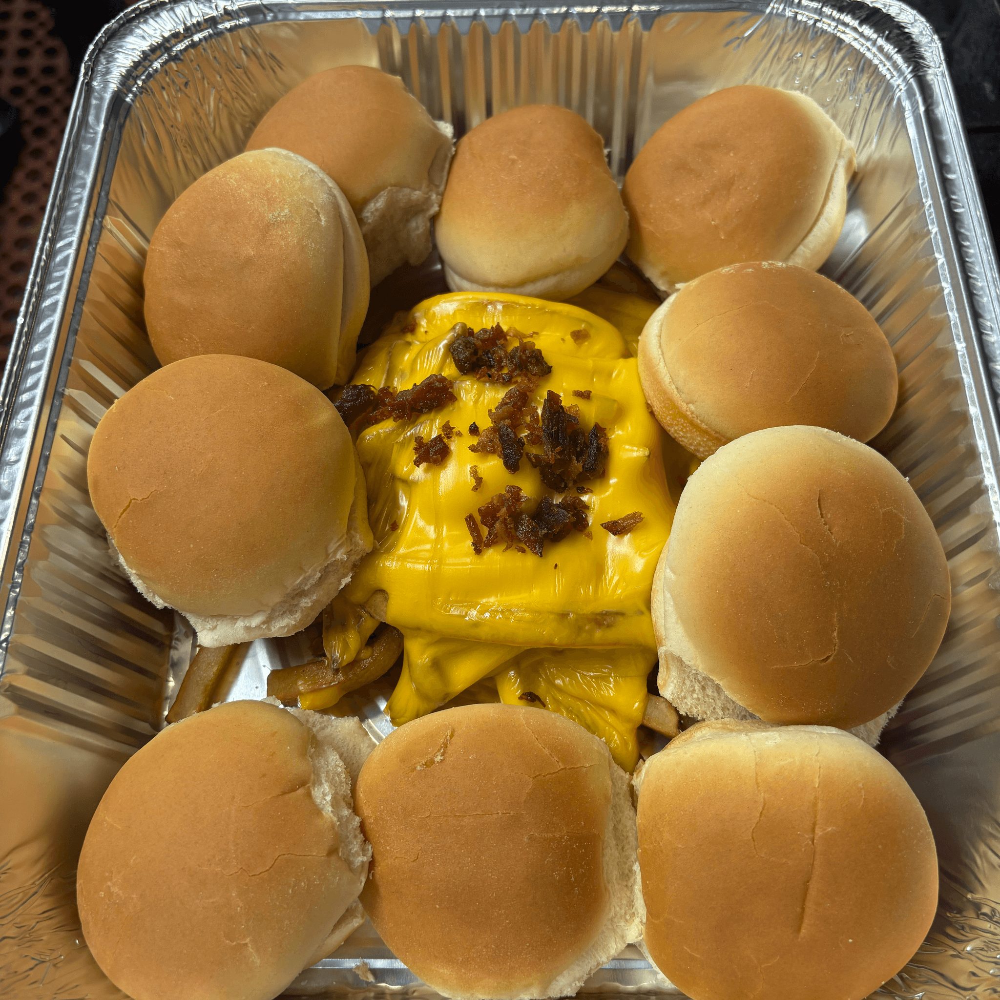 10 Sliders and Cheese Fries.