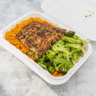 Bourbon Glazed Salmon with Rice