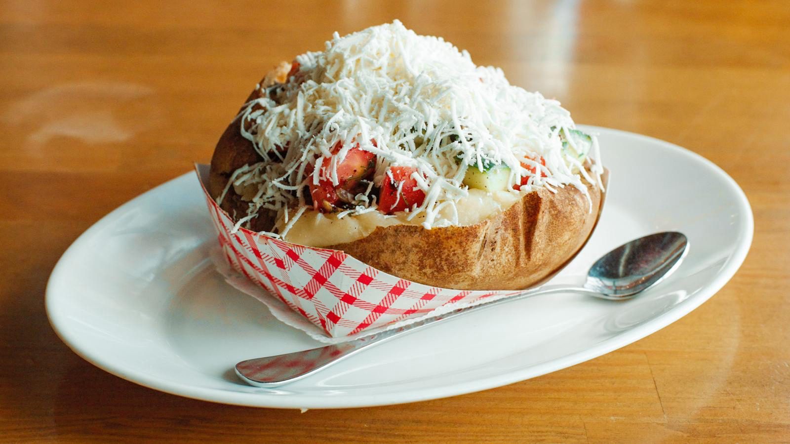 Oven Baked Potato with Shepherd's Salad.