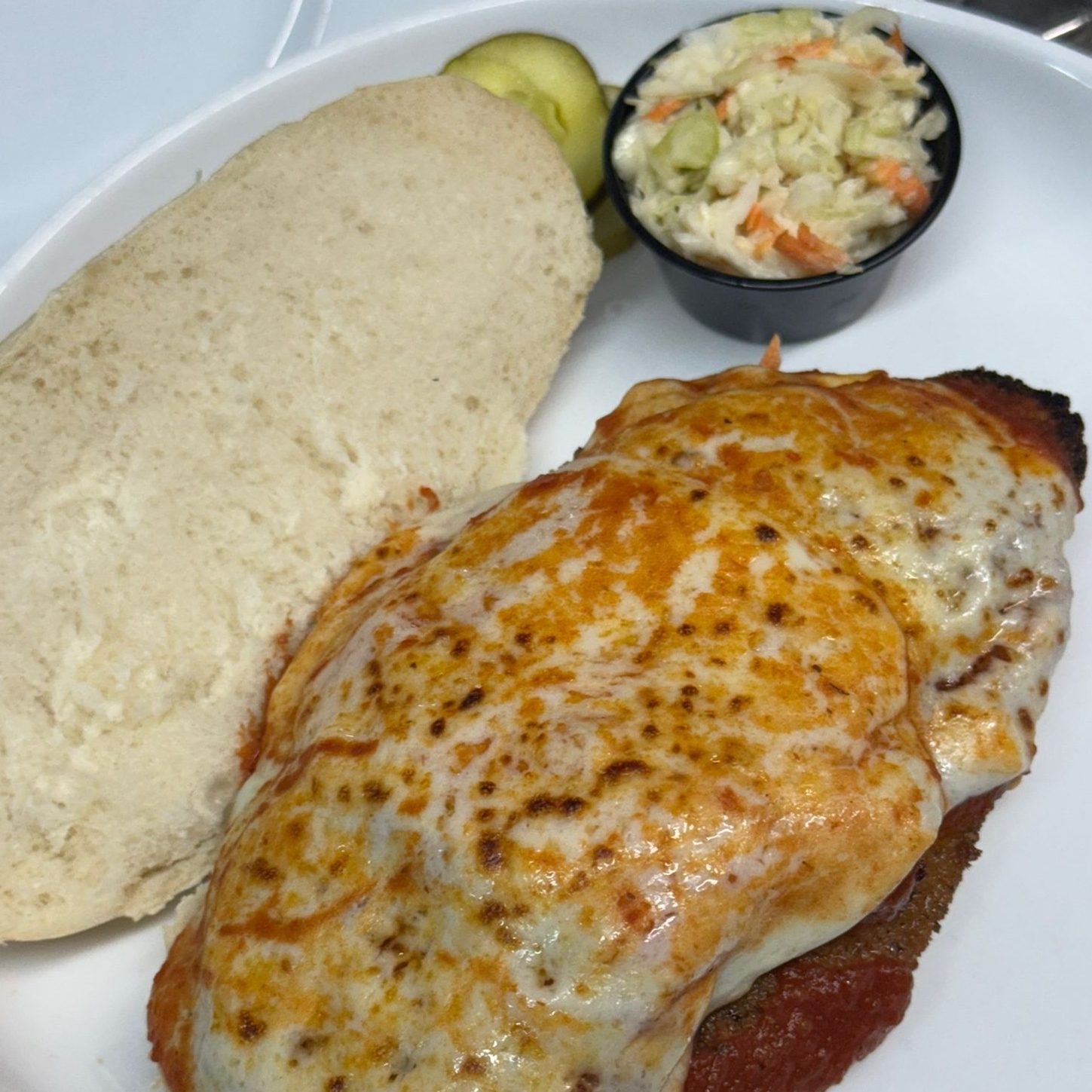 Chicken Breast, Eggplant and Mozzarella Cheese Sandwich.