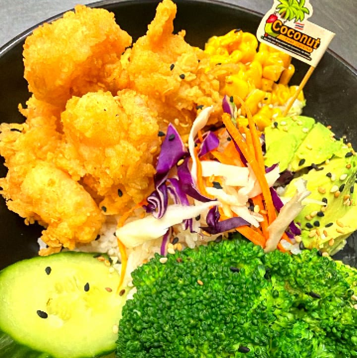 Crispy Shrimp Teriyaki Bowl.