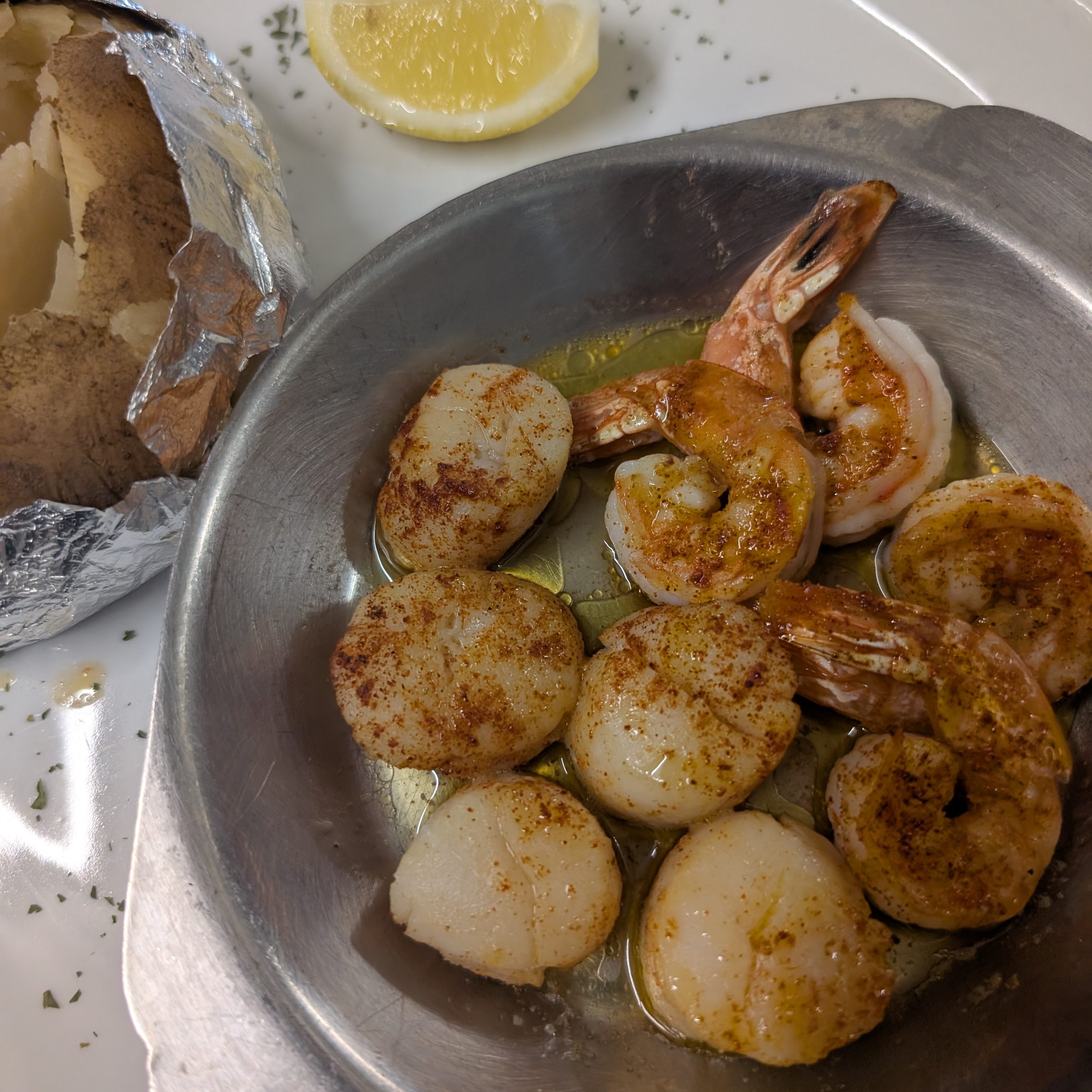 Sea Scallops & Shrimp.
