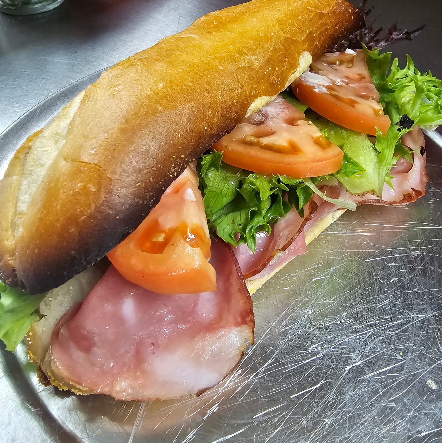 Vinnie's Toasted Ham & Swiss Sandwich.