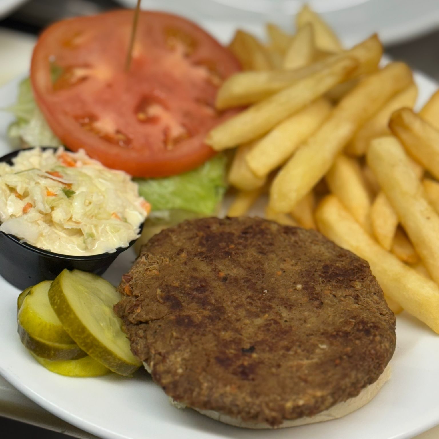 Red Bean Burger Deluxe (Homemade) Platter.