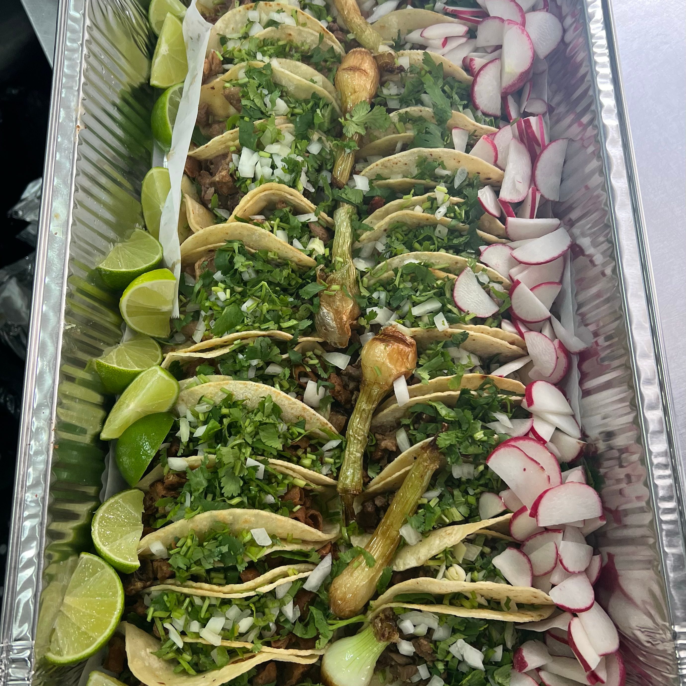25 Taco Tray Of Lengua Or Asada Or Barbacoa.