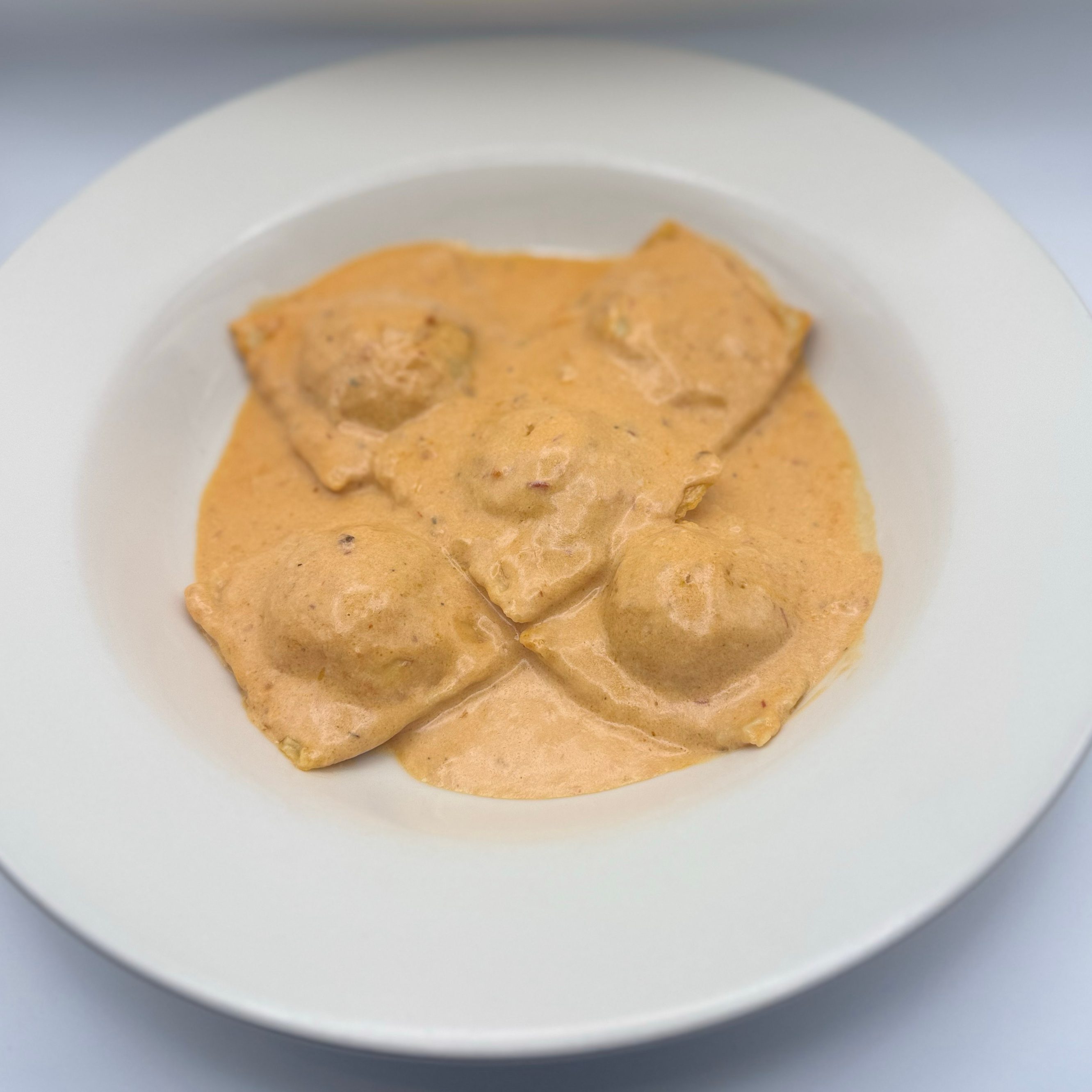 Salmon Ravioli alla Vodka Pasta.