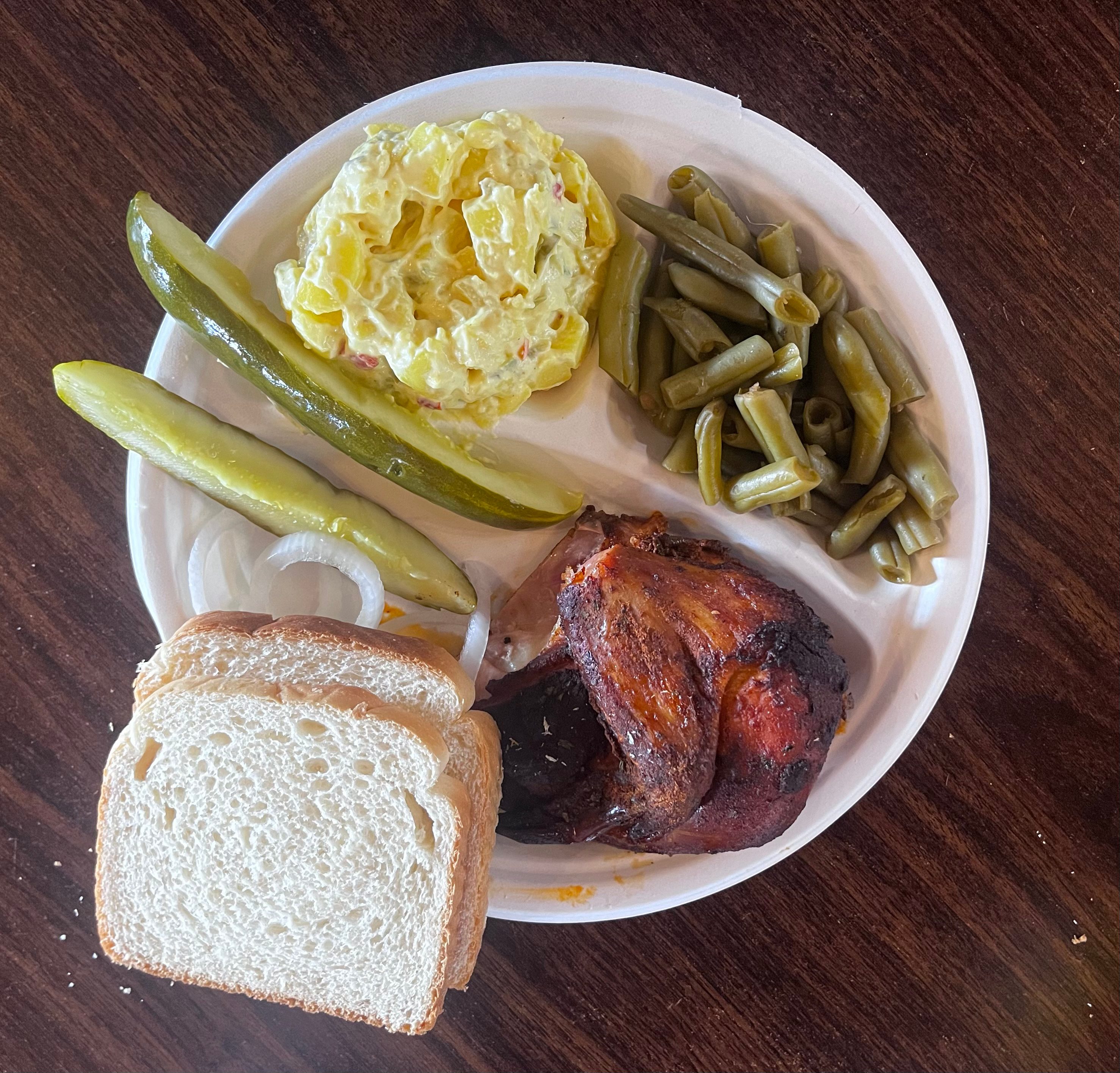 1/4 Fajita Smoked Chicken Plate.