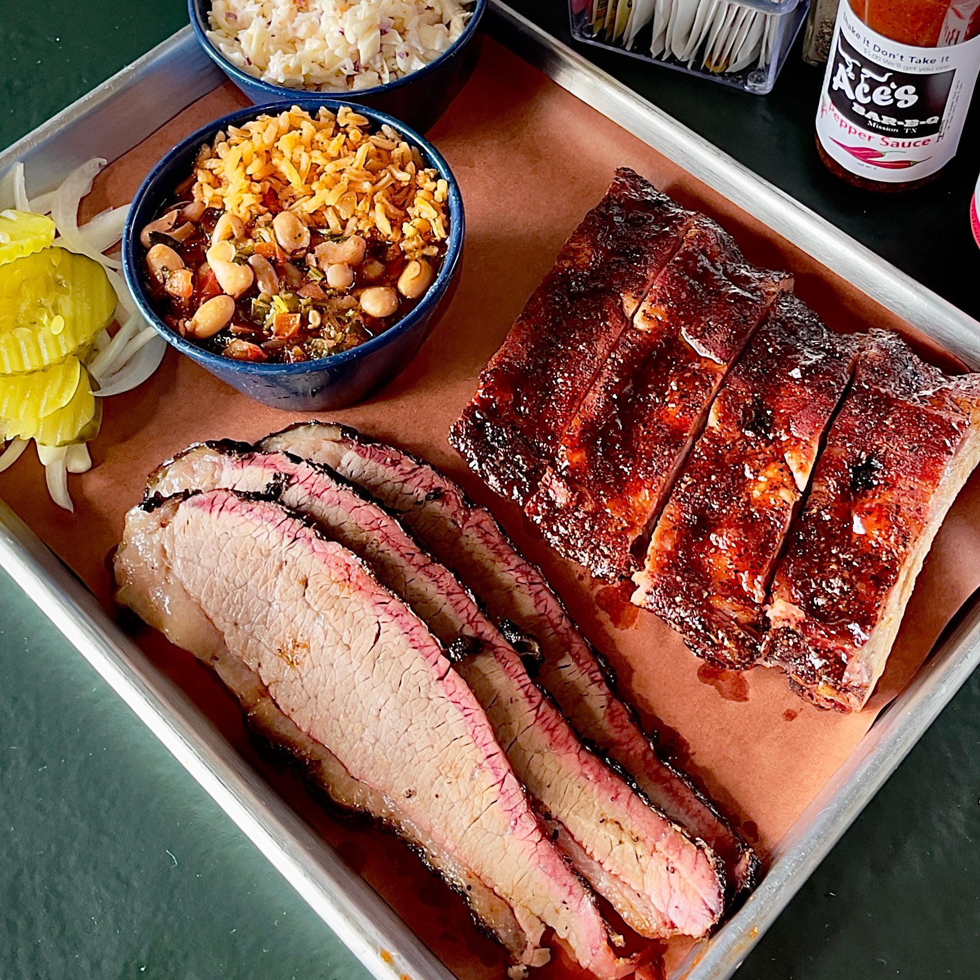 BBQ Rib & Brisket Plate.