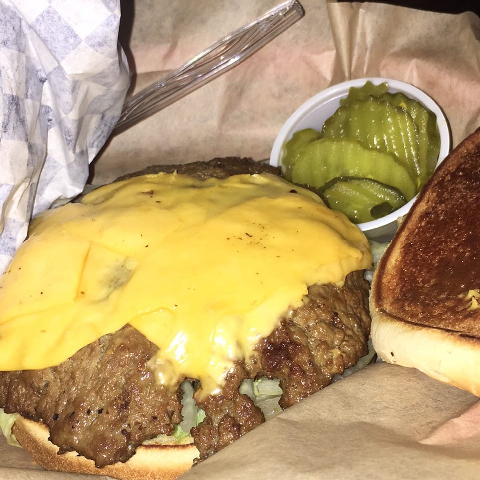 Bacon Cheese Burger with Fries.