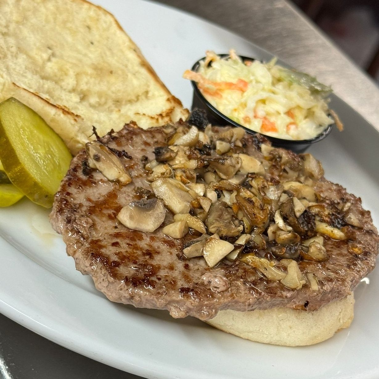 Mushroom Burger Deluxe Platter.