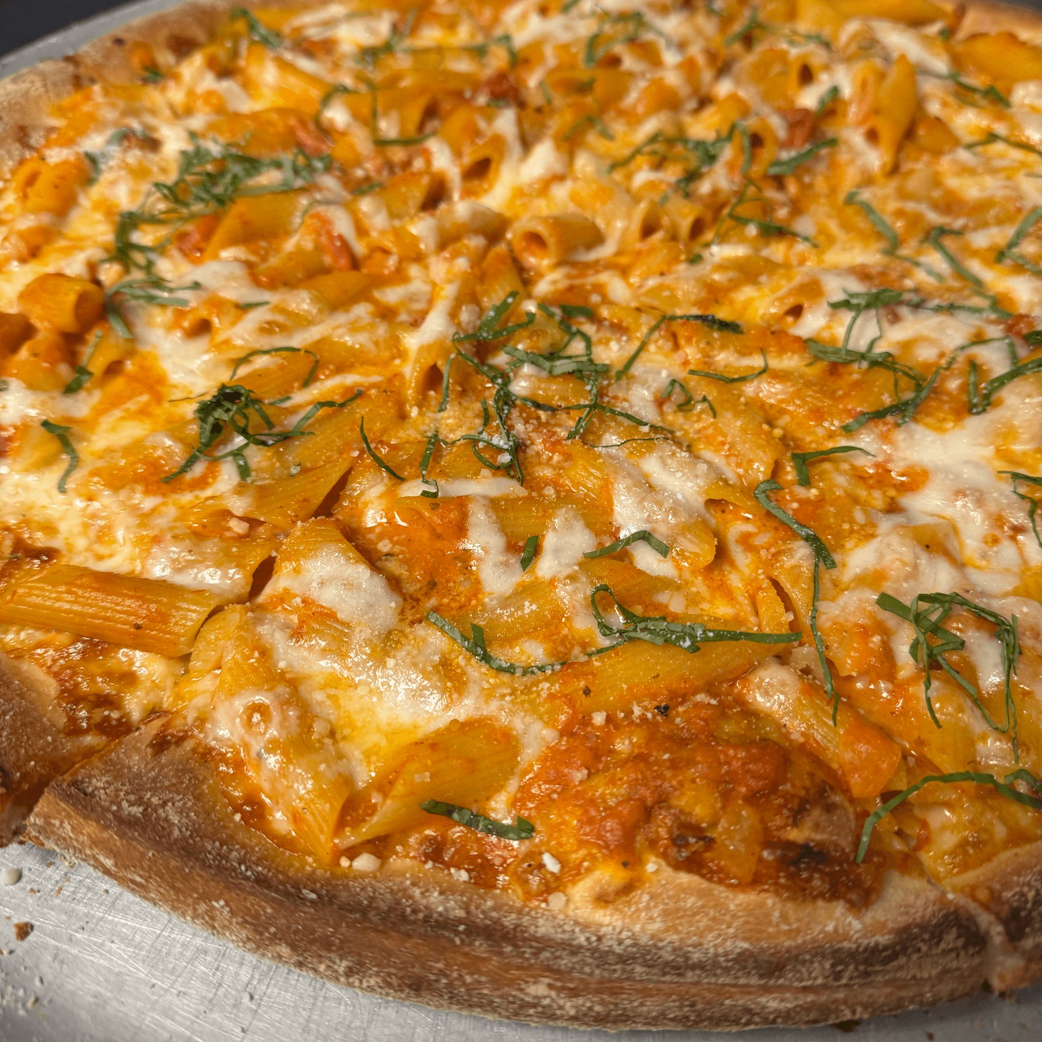 Penne Vodka Pizza.