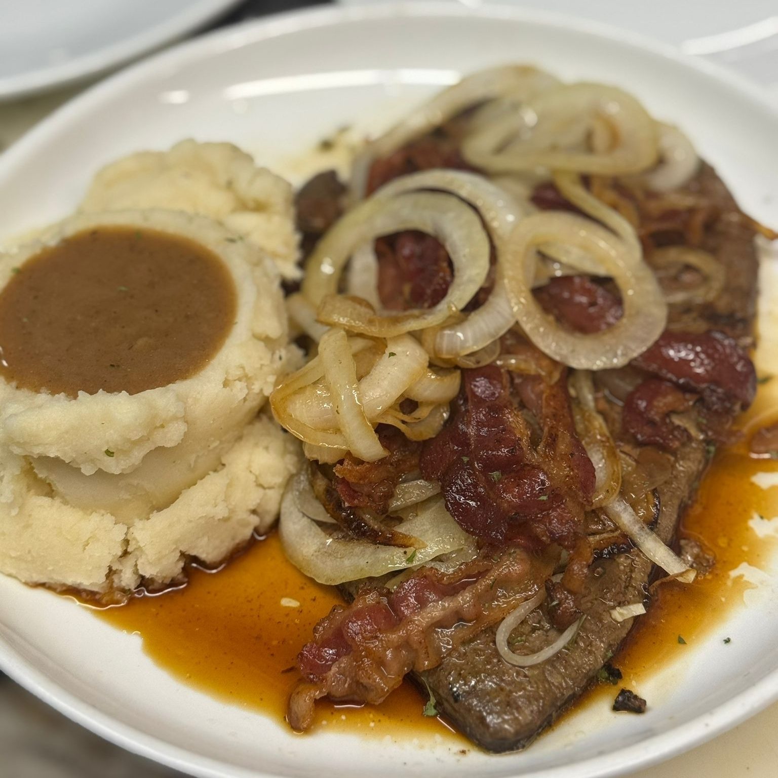 Grilled Beef Liver Bacon Onion Dinner.