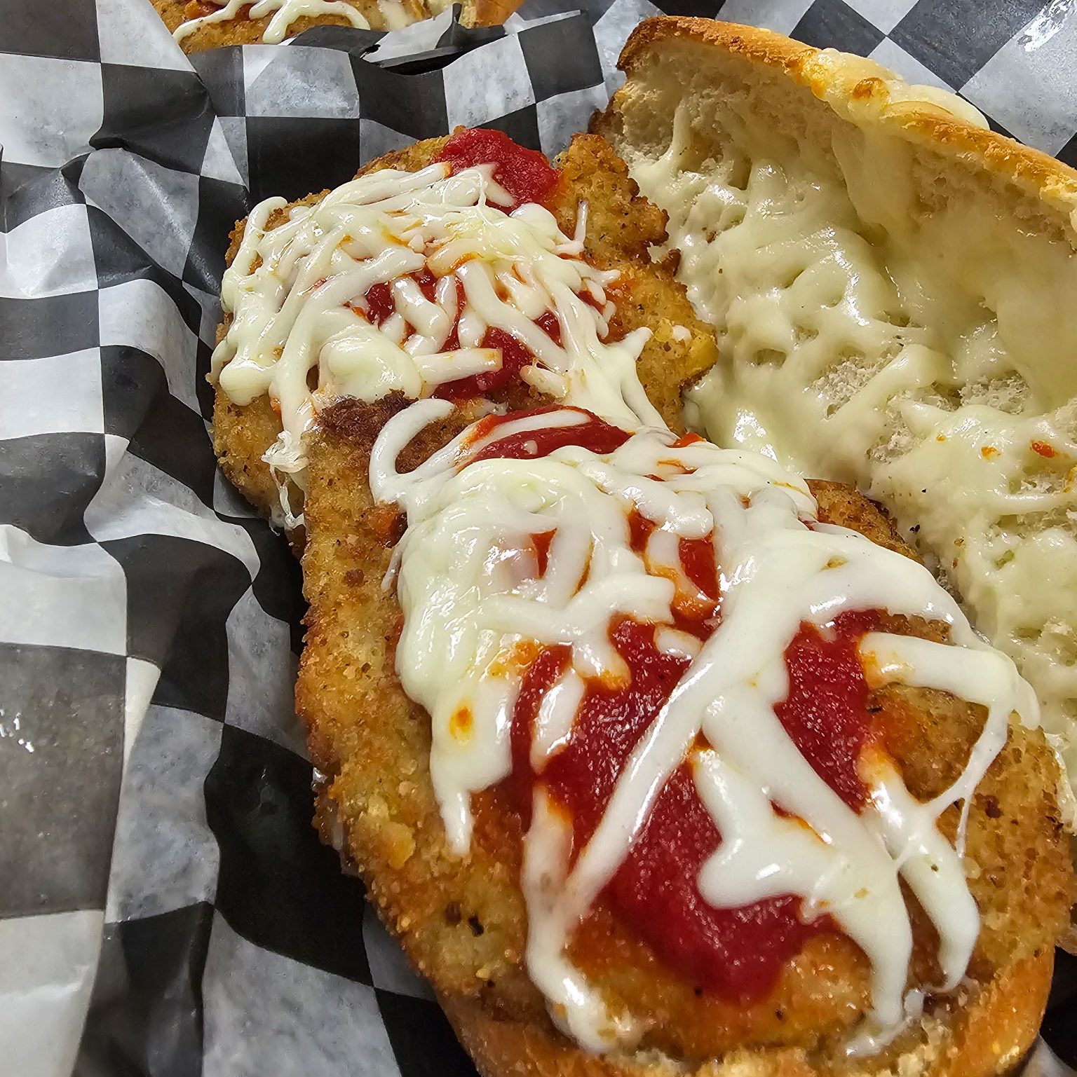 Louie's Toasted Chicken Parm Sandwich.