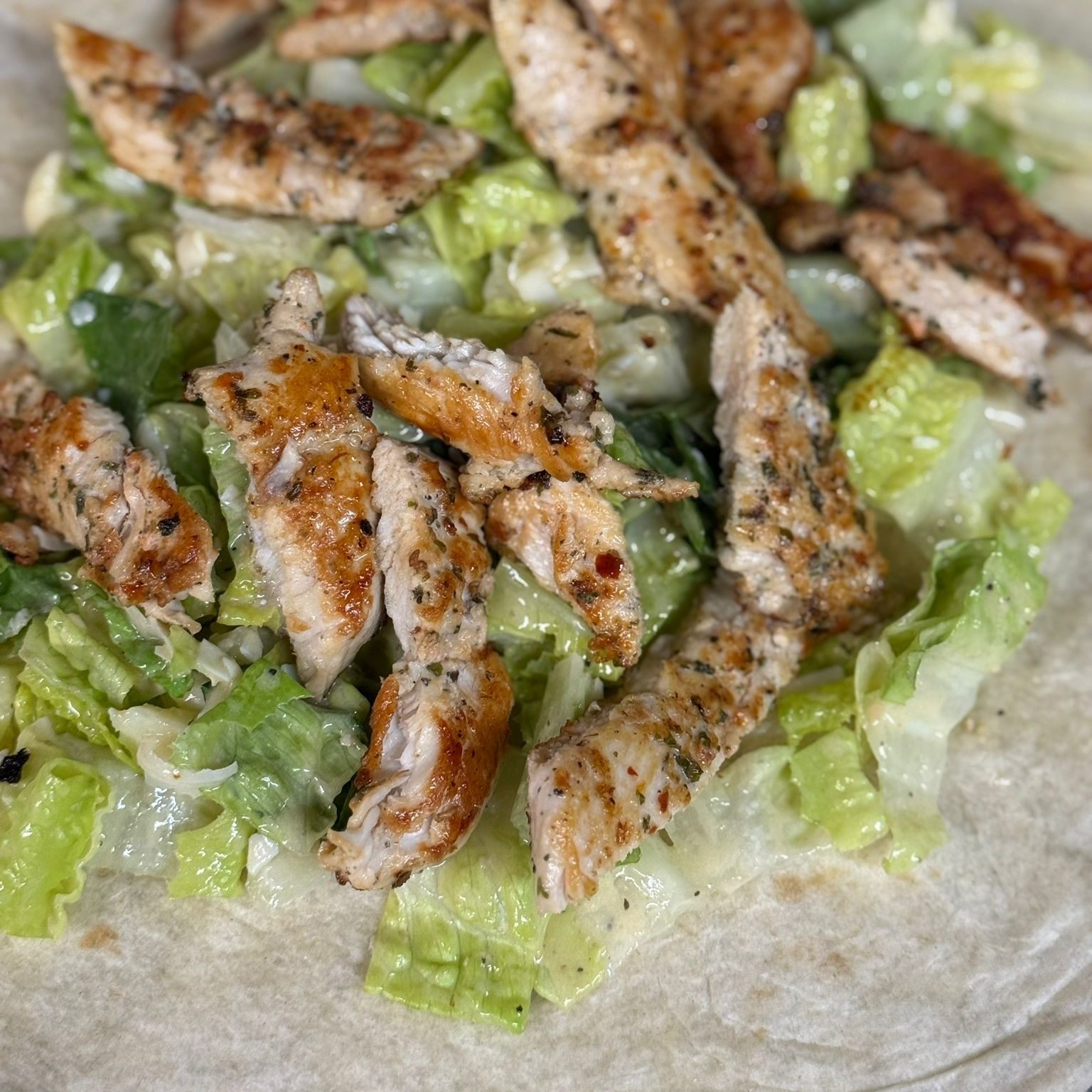 Grilled Chicken and Caesar Salad Wrap.