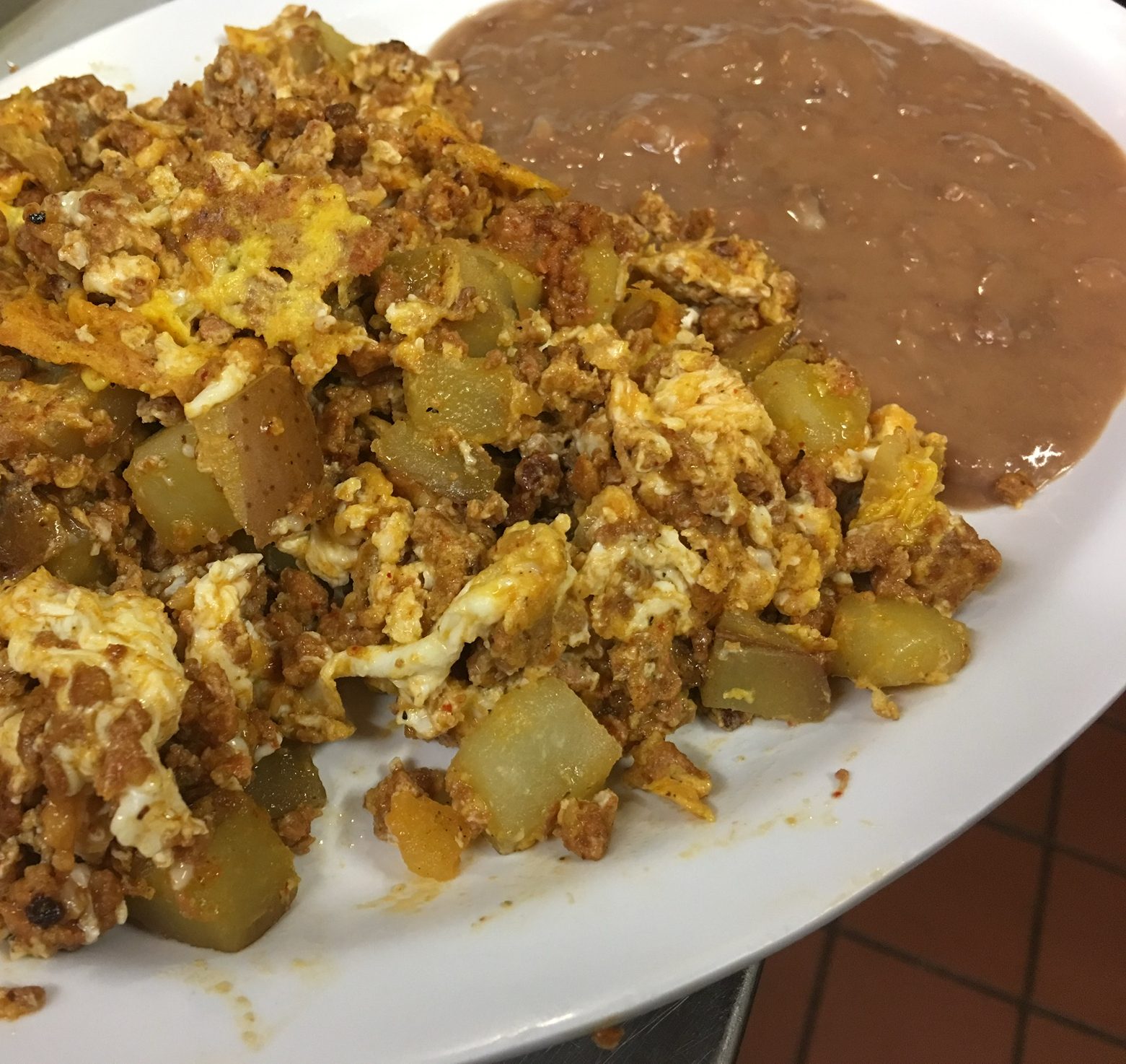 Chorizo With Potatoes And Eggs.