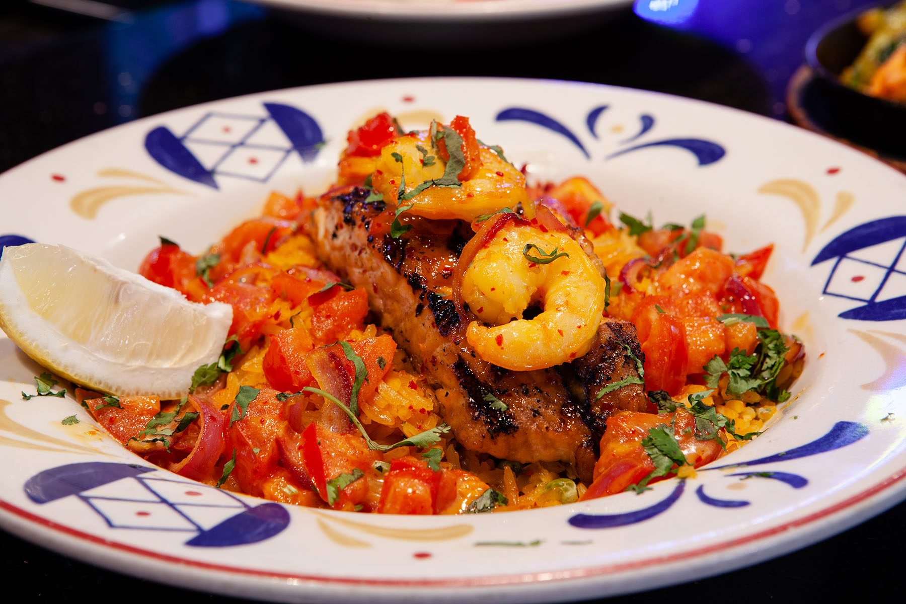 Salmon and Shrimp a la Mango.