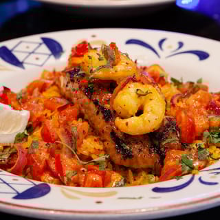 Salmon and Shrimp a la Mango