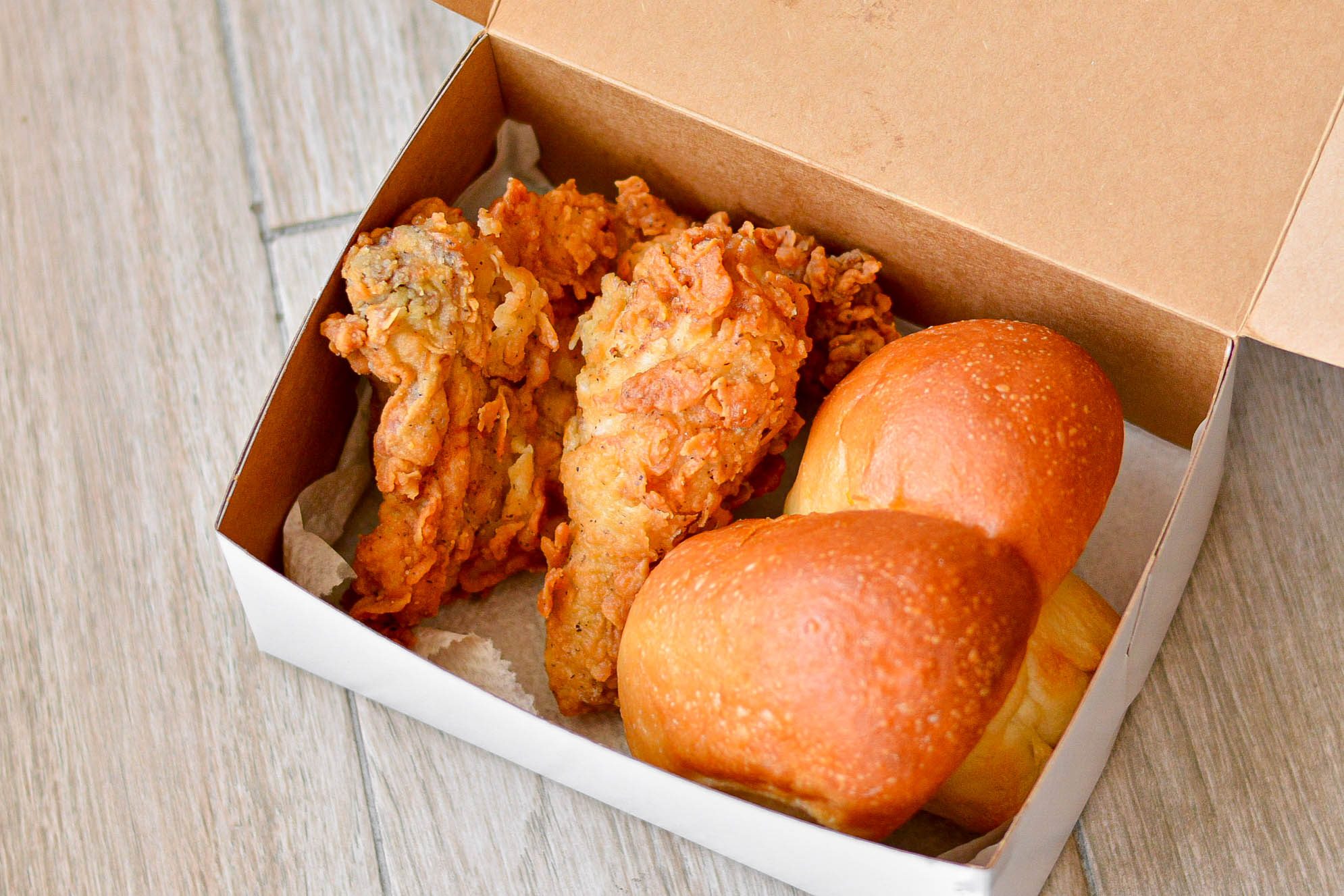 2 Piece Chicken & Roll.