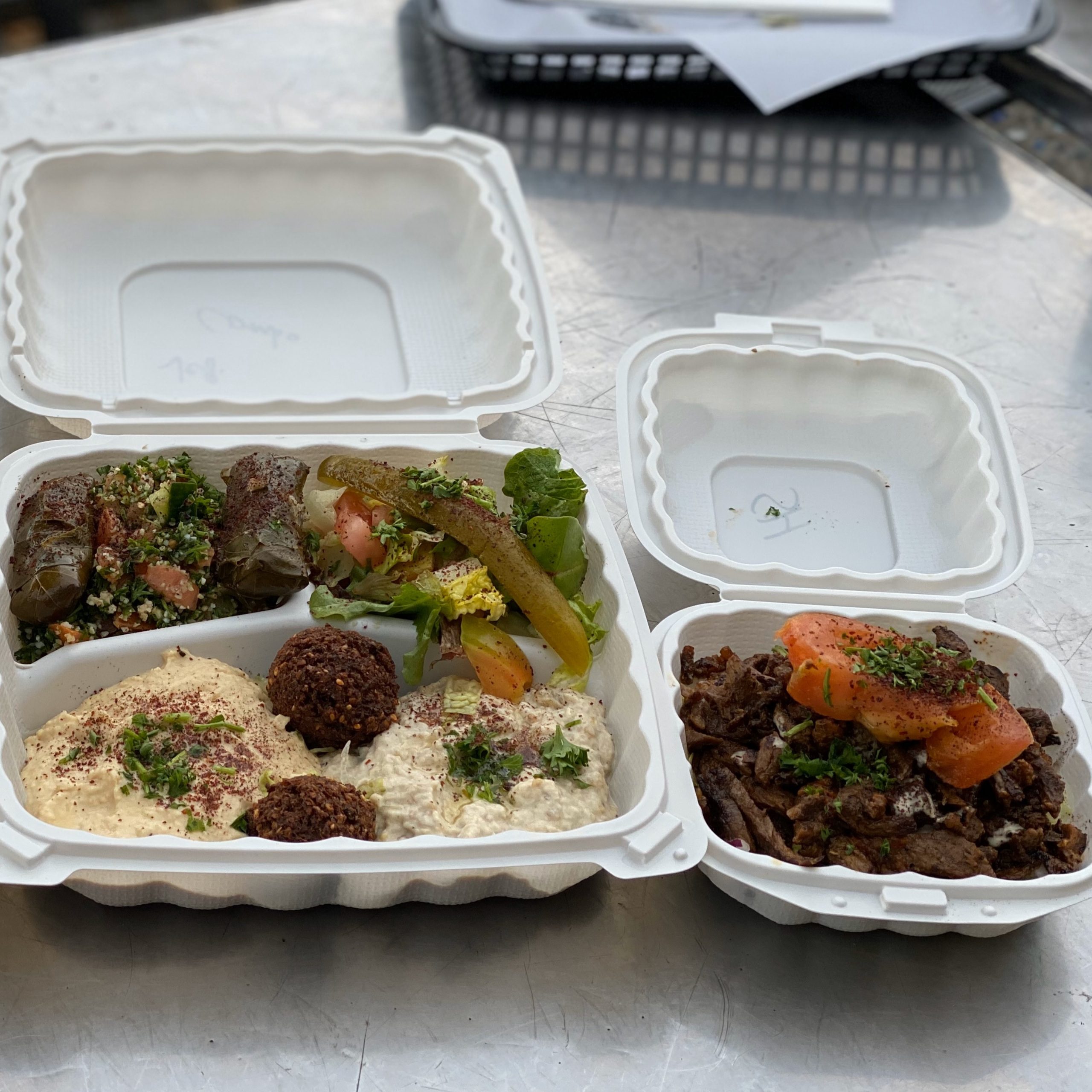 Lamb & Beef Shawarma Combo Plate.