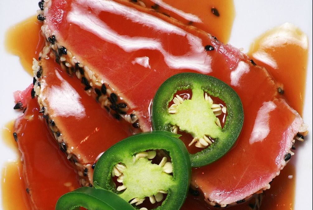 Seared Yellowfin Tuna Sashimi.