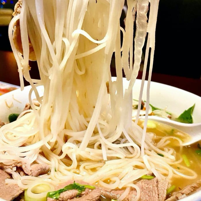 6. Rare Steak, Brisket, and Rice Noodle Soup.