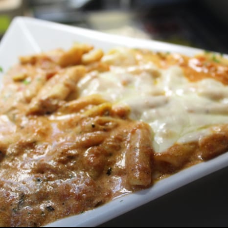 Baked Ziti Parmigiana.