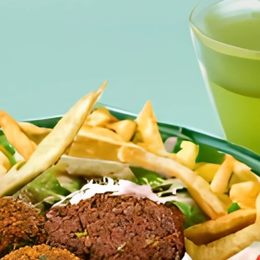 3 Falafel, Small Fries and 8 oz Drink.