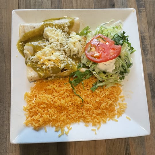 Lunch Enchiladas Verdes.