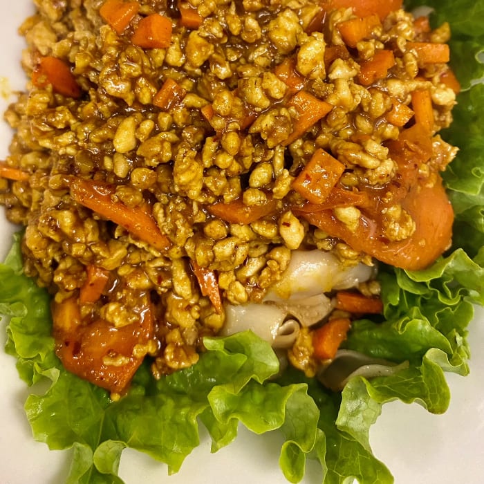 Pan Fried Flat Rice Noodles with Yellow Curry.