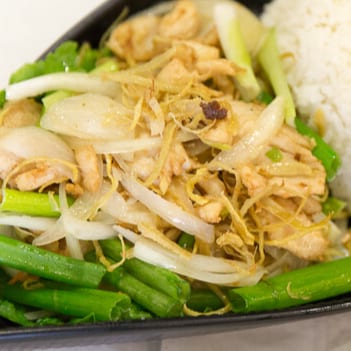 28. Ginger Chicken Over Rice.