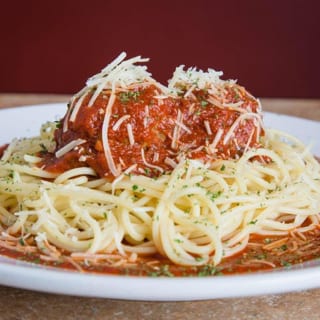 Meatball Parmesan Over Spaghetti