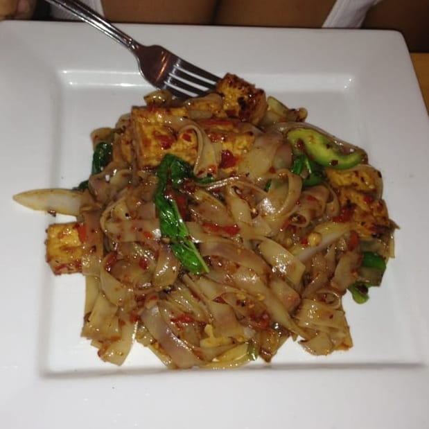 Vegetable Spicy Drunken Noodles.