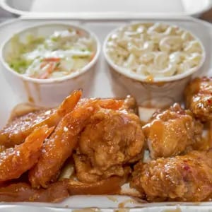Shrimp and Wing Combo Dinner.