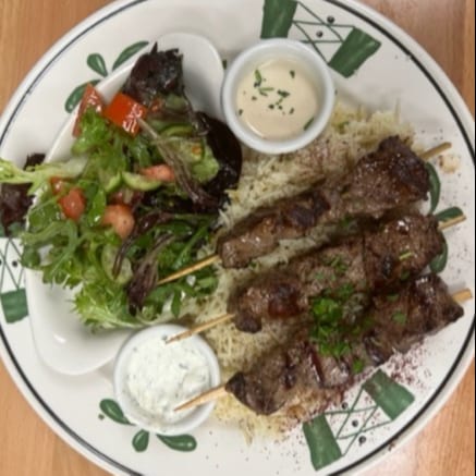 Beef Kabob plate.