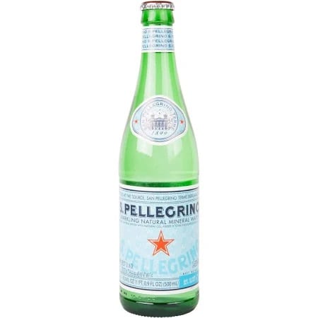 San Pellegrino sparkling mineral water.