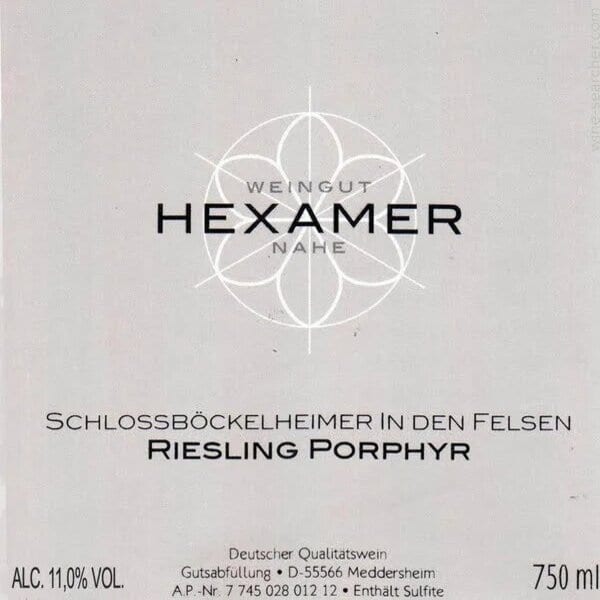 Riesling Kabinet, Hexamer, Schlosskellerei in Den Felsen, Germany.