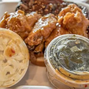 Rib and Wing Combo Dinner.