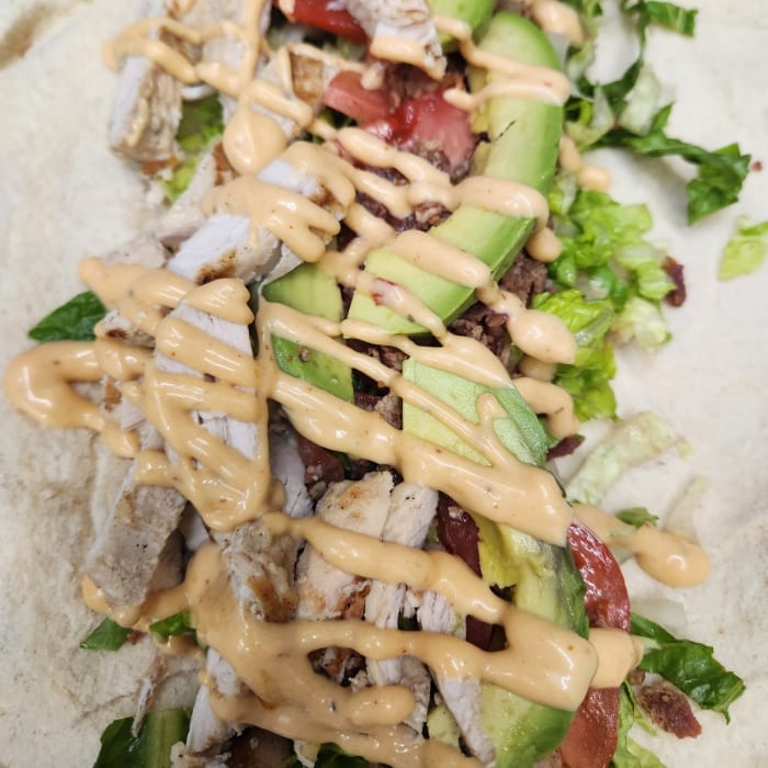 Grilled Chicken Avocado Pita Wrap.