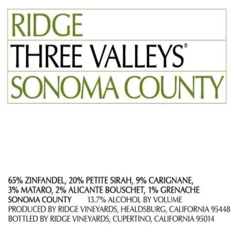 Red Blend, Ridge Three Valleys, Sonoma.