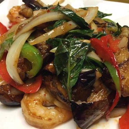 71. Shrimp Pad Eggplant.