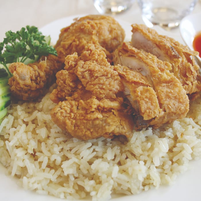 40. Crispy Chicken over Rice.