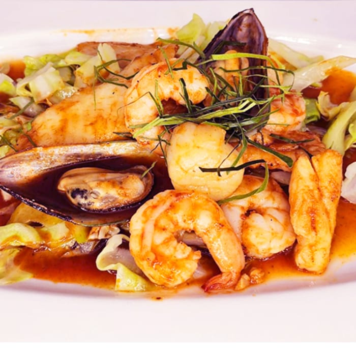 Seafood Combo in Red Sauce.