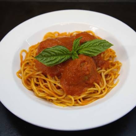 Spaghetti with Meatballs or Sausage.