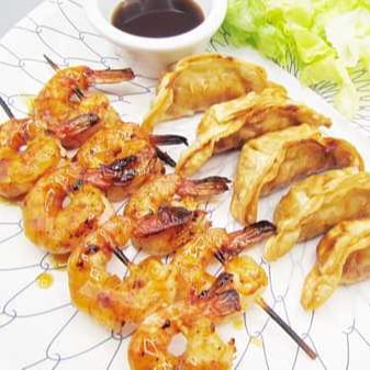 Shrimp Teriyaki & Gyoza.