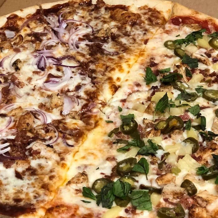 Spicy Hawaiian Chicken Gluten Free Pizza.