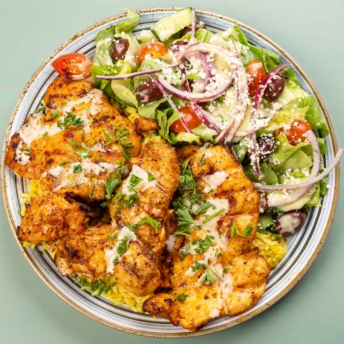 Special # 1 Chicken Kabob With Sauteed Cabbage.