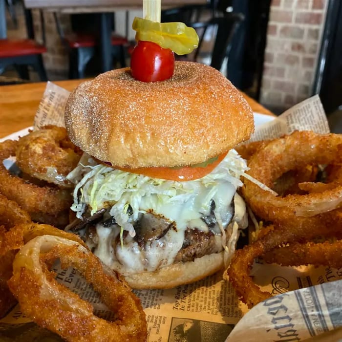 Mushroom Swiss Burger.