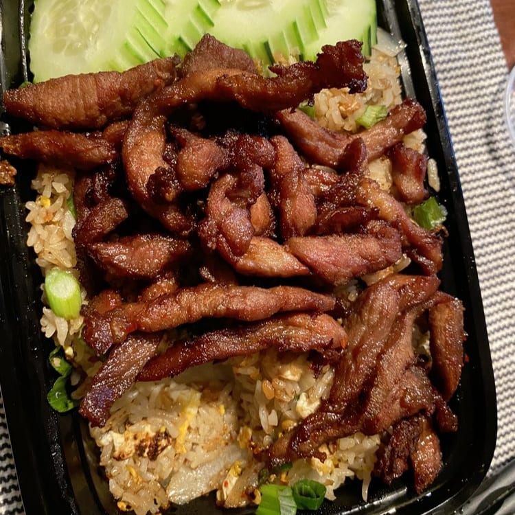 Garlic Fried Rice with Fried Pork.