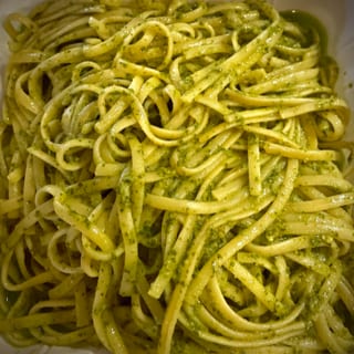 Fresh Basil Pesto Over Linguini